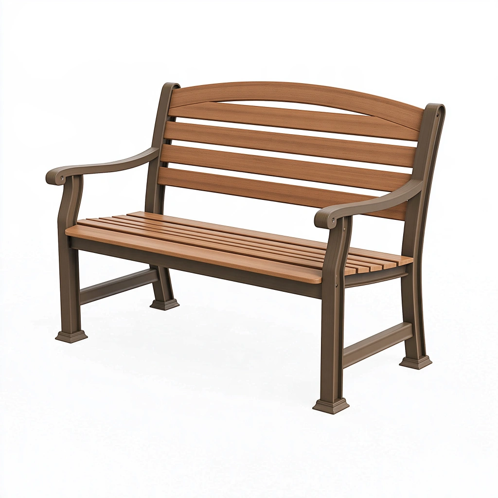 Gartenbank 122 x 60 x 86 cm Braun Metall mit Holzleisten für Außenbereich