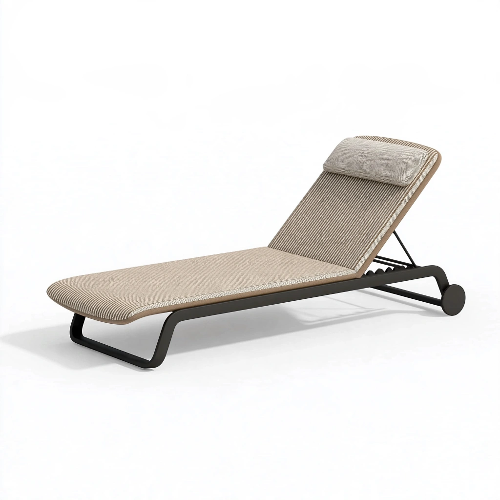 Gartenliege 195 x 65 x 85 cm aus Metall und Textilgewebe Beige Schwarz - verstellbare Sonnenliege