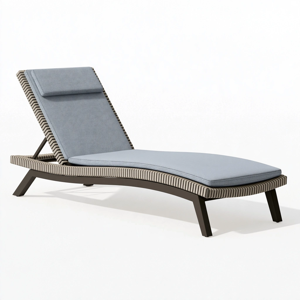 Gartenliege 200 x 70 x 35 cm mit Kunststoffgeflecht in Grau - verstellbare Sonnenliege mit Metallgestell