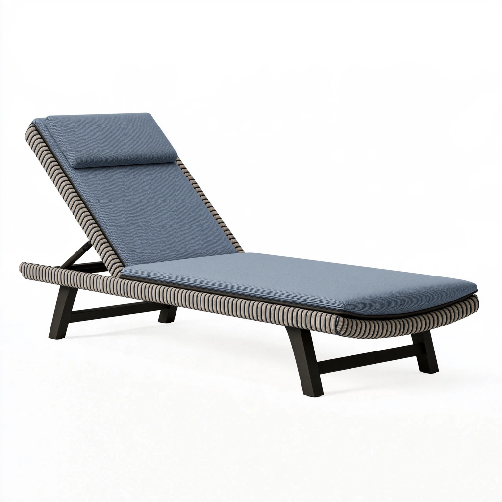 Gartenliege 200 x 70 x 35 cm Metall Textilgewebe Blau mit verstellbarer Rückenlehne