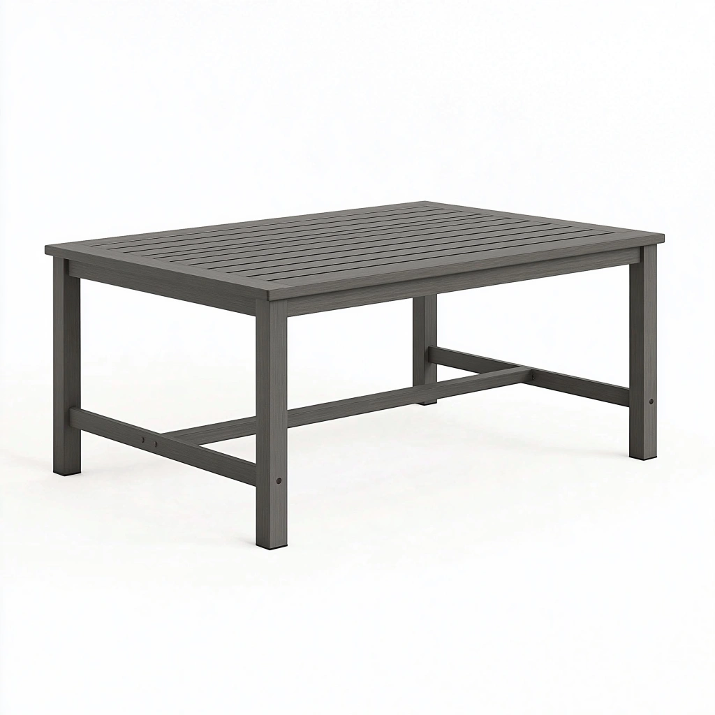 Gartentisch 150 x 90 x 75 cm Aluminium Graphitgrau rechteckig mit Lattenplatte