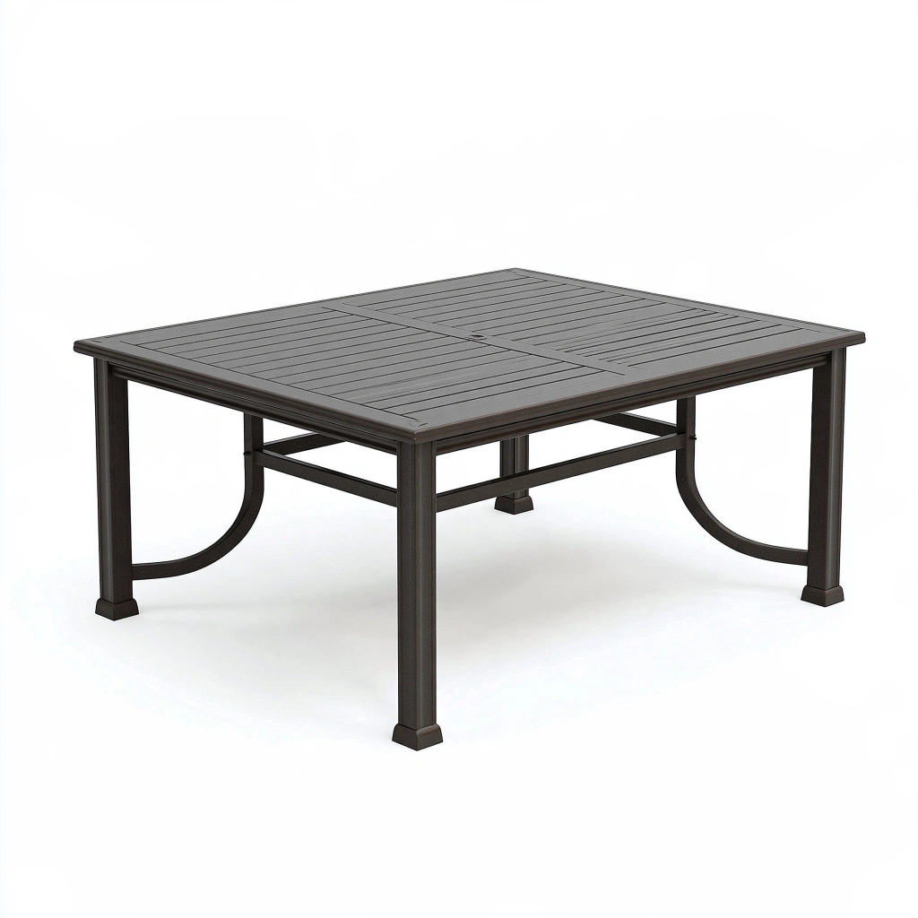 Garten-Esstisch 150 x 90 x 74 cm Metall Dunkelbraun mit Lattenplatte
