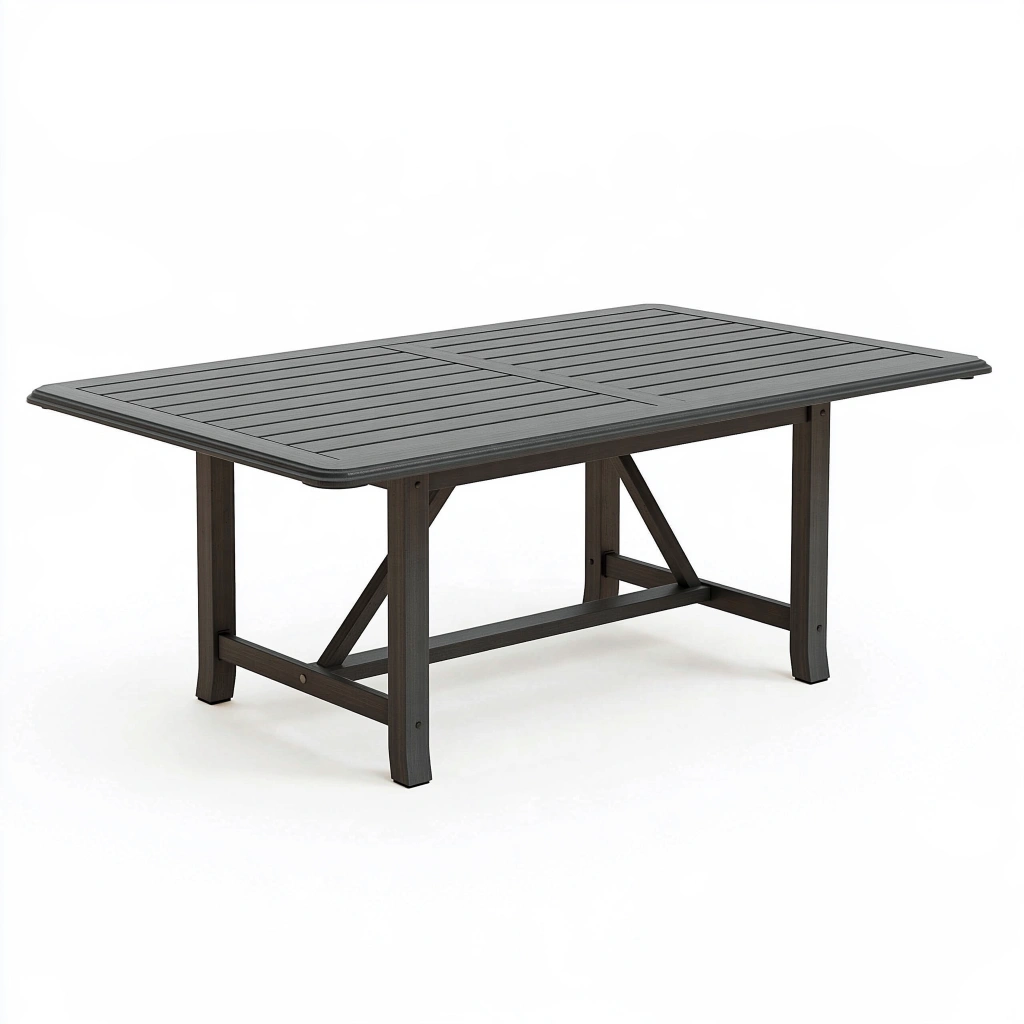 Gartentisch 180 x 90 x 75 cm Metall Dunkelgrau rechteckig für Terrasse