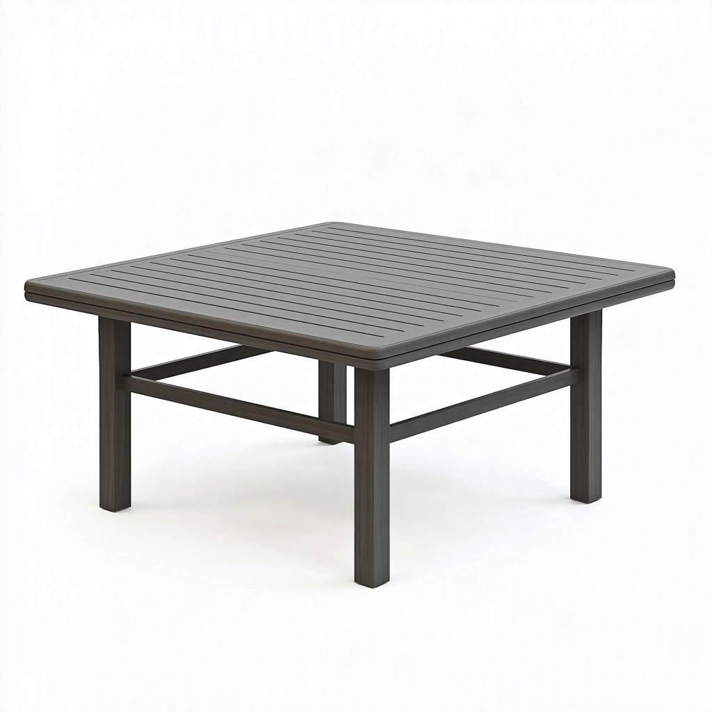 Gartentisch 100 x 100 x 45 cm Dunkelgrau mit Lattenplatte