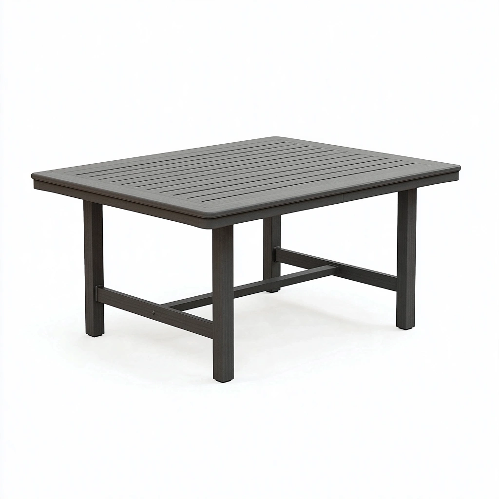 Gartentisch 150 x 90 x 74 cm Kunststoff Metall Anthrazit rechteckig mit Lamellenplatte