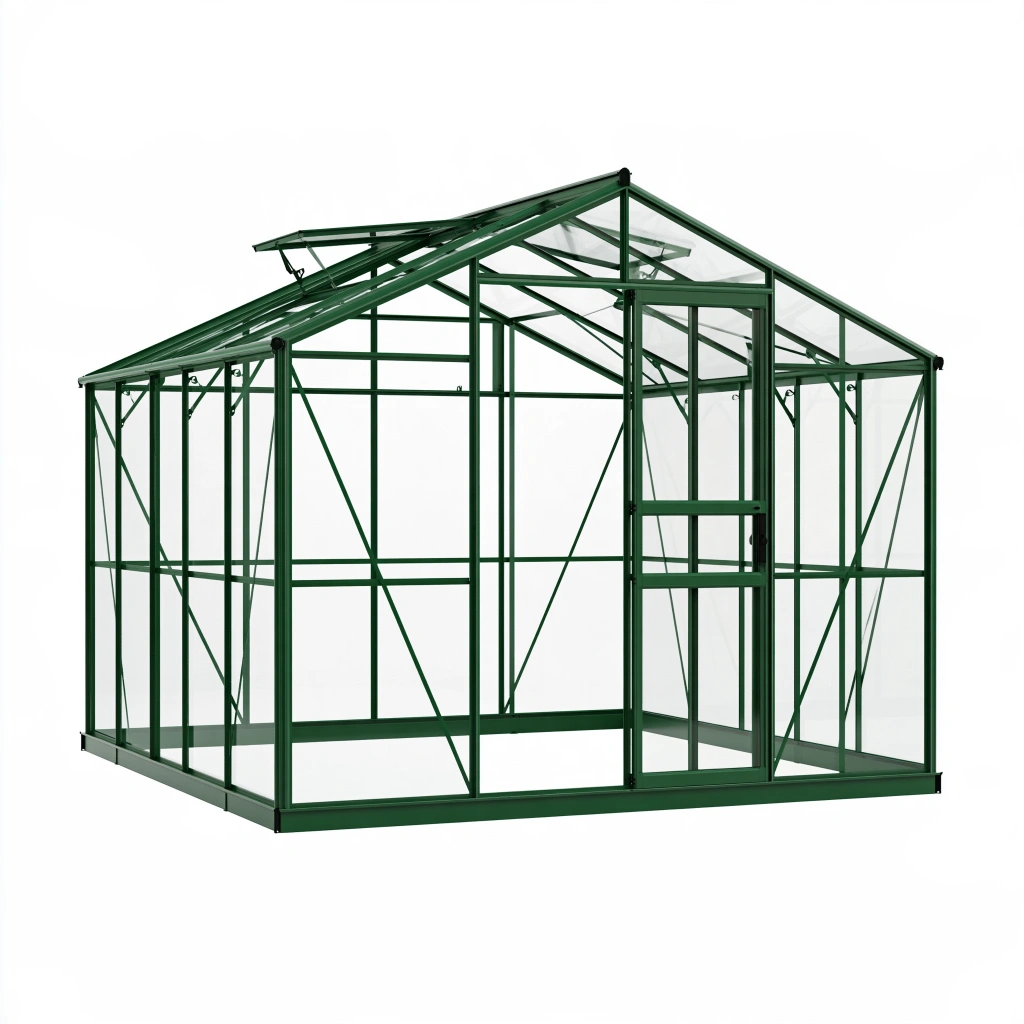 Gewächshaus 190 x 190 x 195 cm Aluminium Grün Transparent mit Schiebetür für Garten